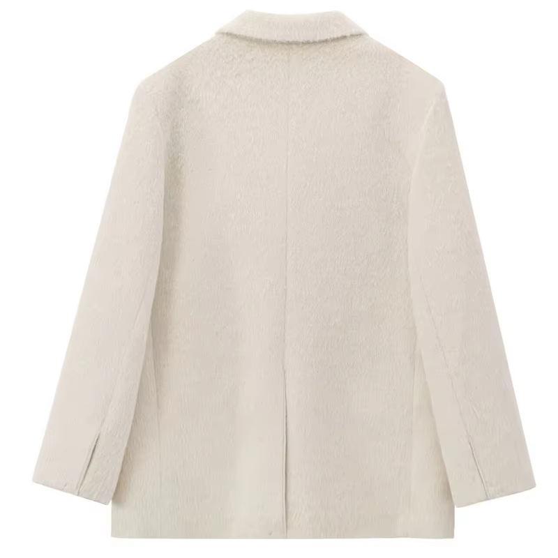HXAO 2025 femmes Blazer fausse fourrure manteaux vêtements d'extérieur femme printemps vestes blanc 