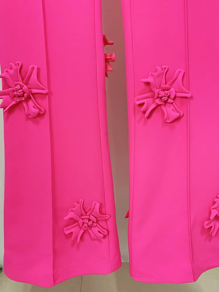 HIGH STREET Nouveauté 2026 Pantalon de mode de créateur pour femme avec applications florales