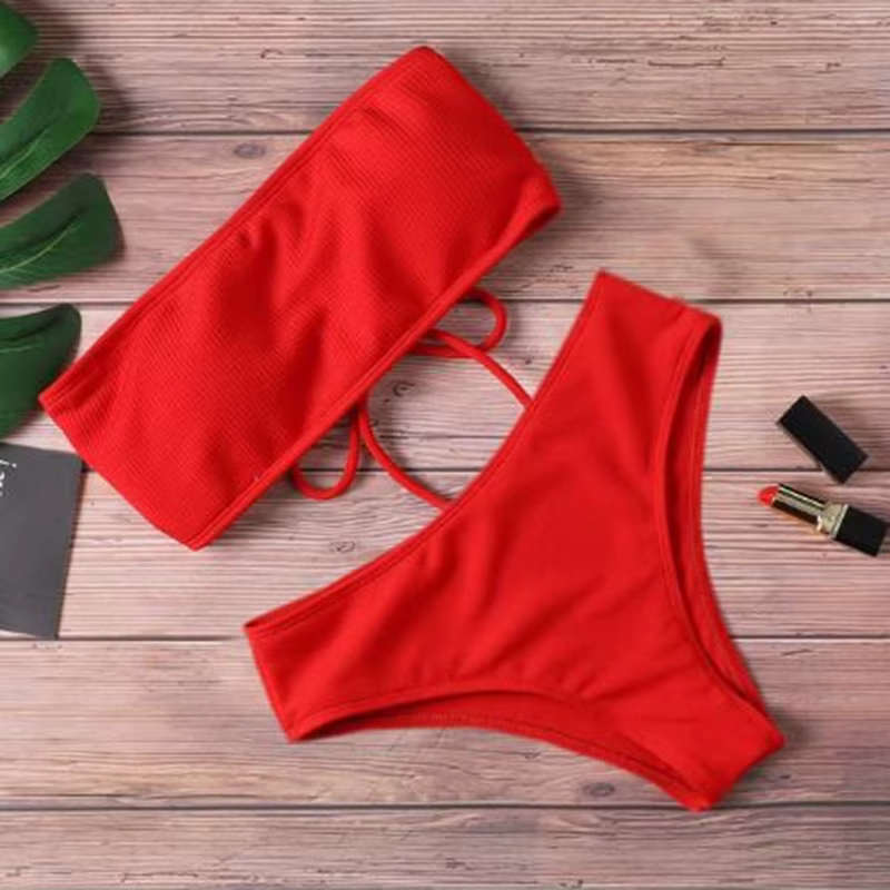 2024 nouveau Bikini taille haute sans bretelles Sexy Bikini femmes maillots de bain femmes mode mail
