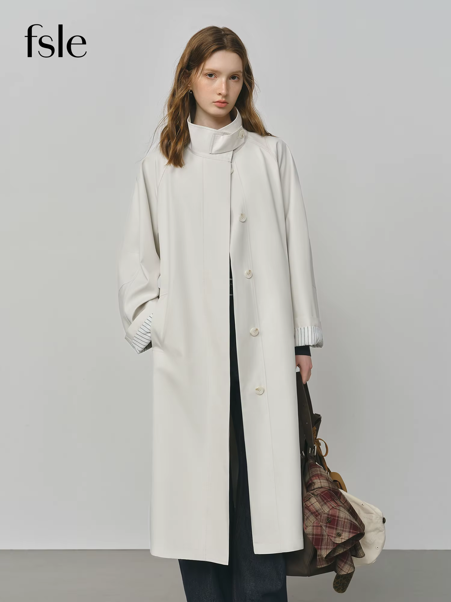 FSLE Style britannique conception col montant coupe-vent Trench veste pour les femmes 2025 automne n