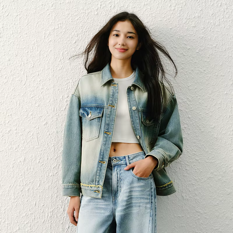 Veste en jean Semir déchirée coupe ample épaules tombantes pour femme – Nouvelle collection Printemp