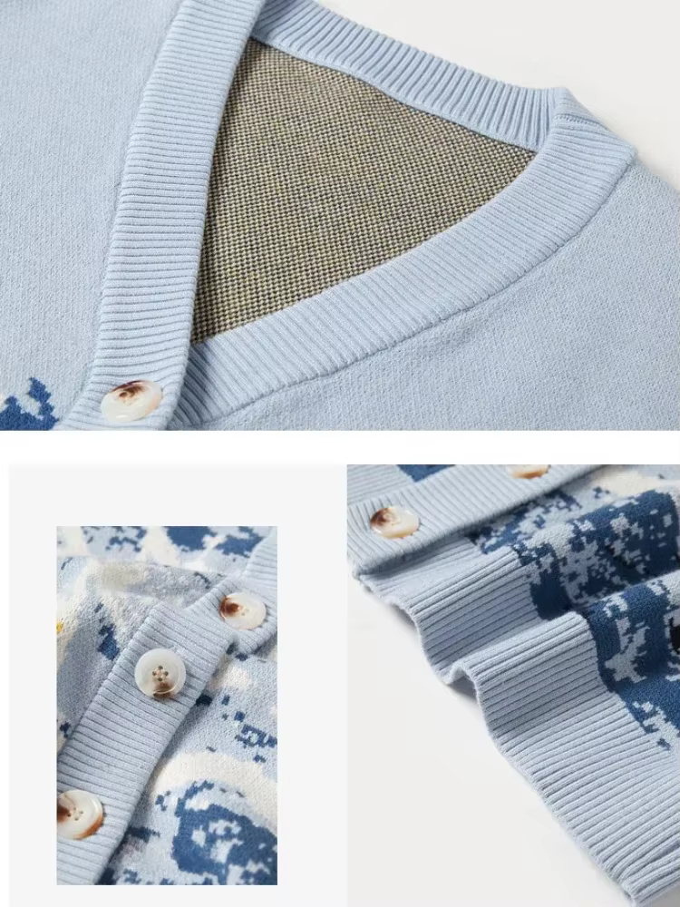 Cardigan d'hiver pour femmes, pull tricoté de styliste, manteau, nouvelle mode imprimée, col en v ép