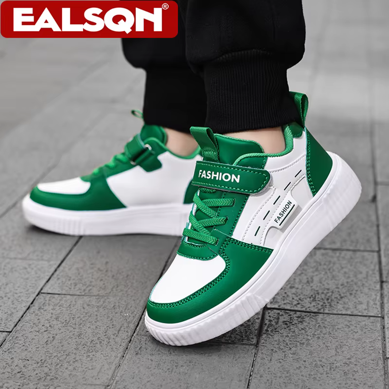 Baskets décontractées en cuir PU pour enfants, chaussures de basket-ball tendance pour garçons, bask