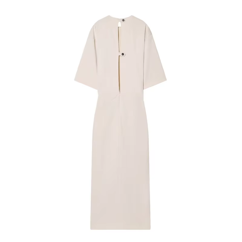 Robe pour femme, nouvelle collection printemps 2026, rose nude, manches courtes, plissée, décorée, r