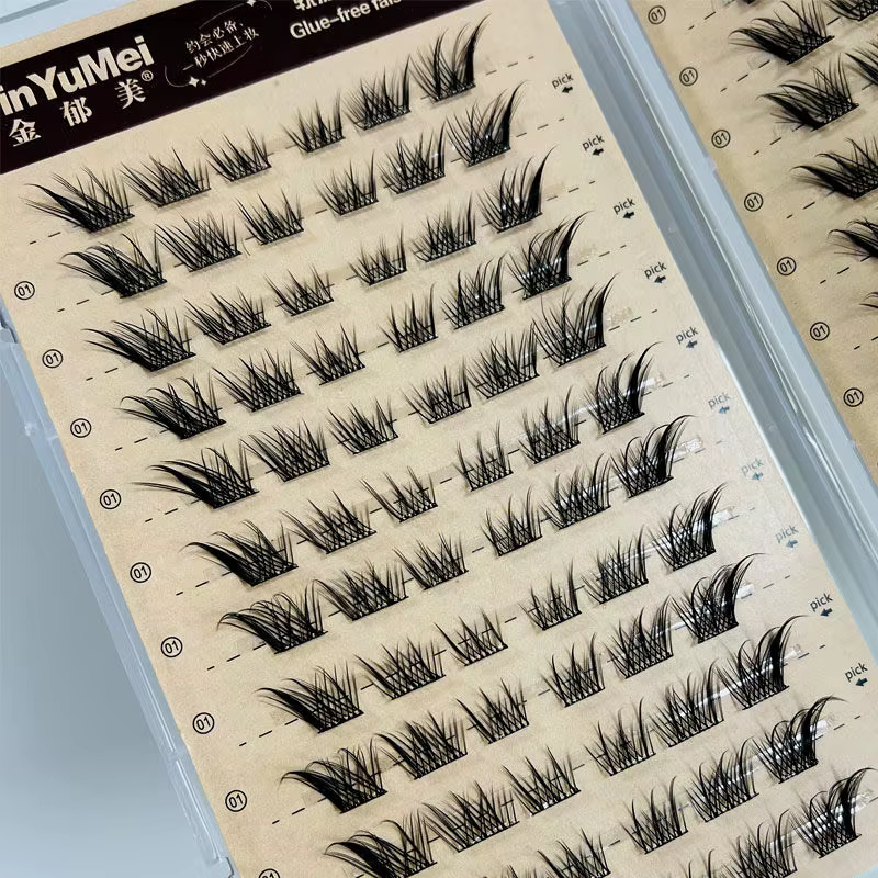 Faux-cils auto-adhésifs sans colle, réutilisables, effet œil de renard moelleux, épais, longs, segme