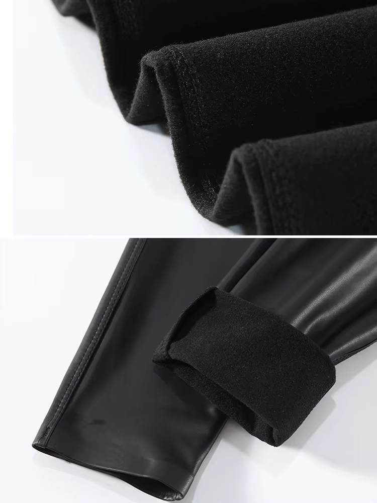Pantalon chaud en cuir PU pour femme, taille haute, polaire, Fuax, Leggings serrés, Sexy, coupe-vent