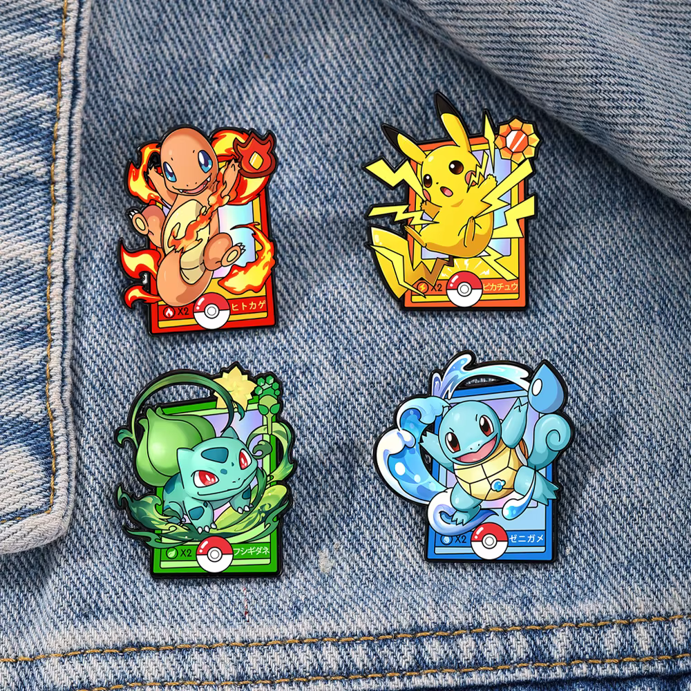 4 épingles en émail Charmander de dessin animé, broches en métal, badges de revers pour sacs à dos,