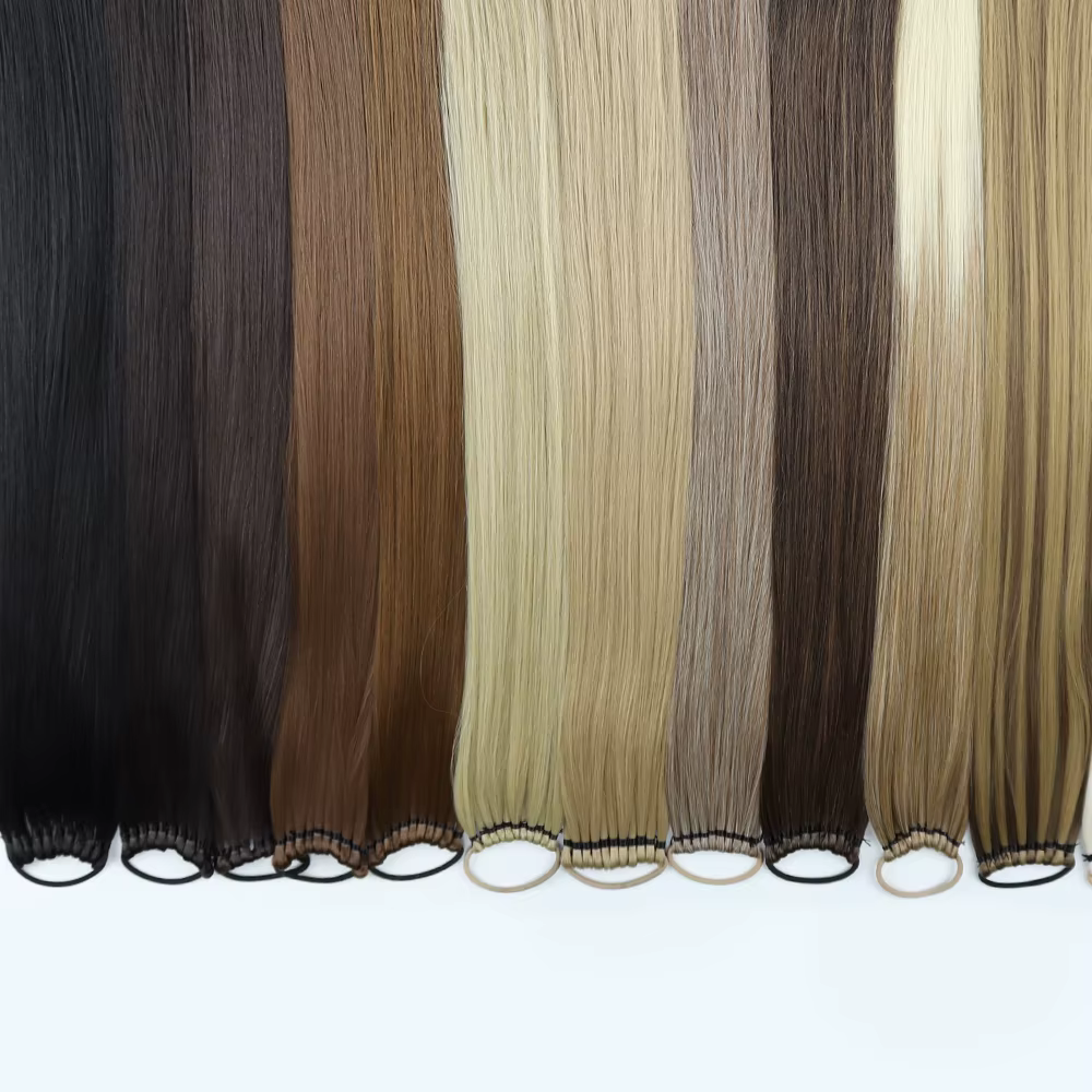 Extensions de queue de cheval synthétiques noires tressées naturelles, postiche longue et lisse avec