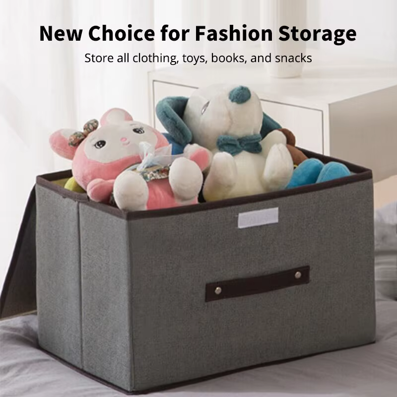 Boîte de rangement en tissu non tissé gris, fournitures pour la maison, vêtements, sous-vêtements, c
