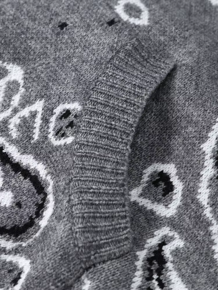 Cardigan Jacquard Printemps à Col Montant pour Femme, Manteau Chic à Manches Longues avec Fermeture