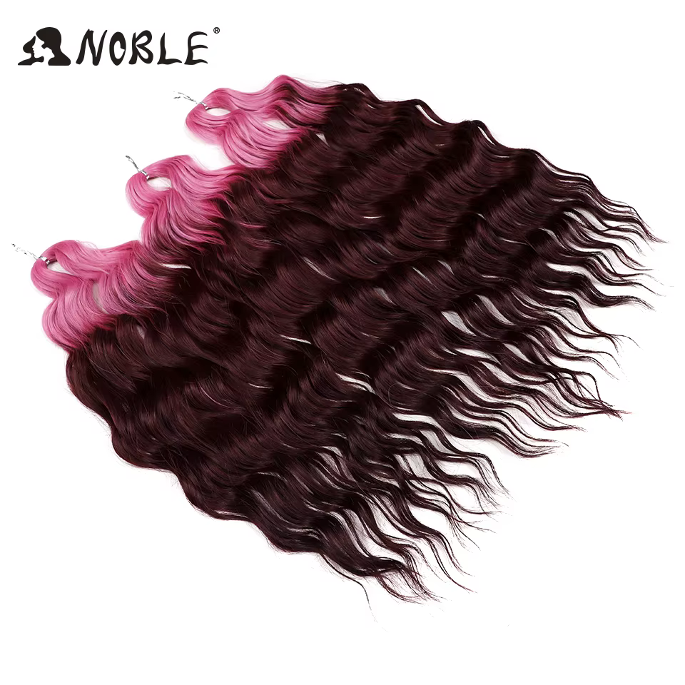 Noble 24 pouces cheveux synthétiques vague d'eau tressage Extensions de cheveux Ombre arc-en-ciel co