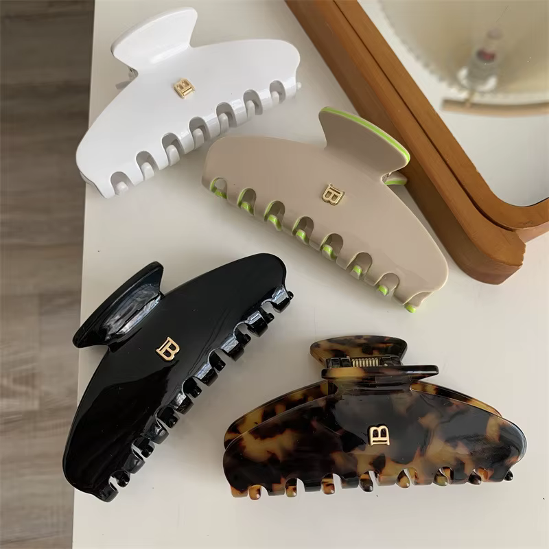 1/2/4 pièces nouvelle pince à cheveux en feuille d'acétate, pince à requin lettre, accessoire bandea
