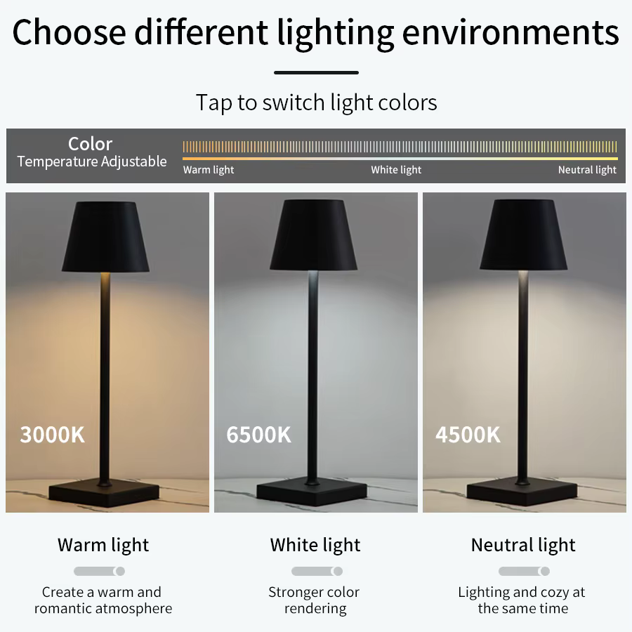 Lampe LED de Table Rechargeable avec Joli Tactile, Éclairage d'Ambiance Décoratif, 3 Intensité Régla