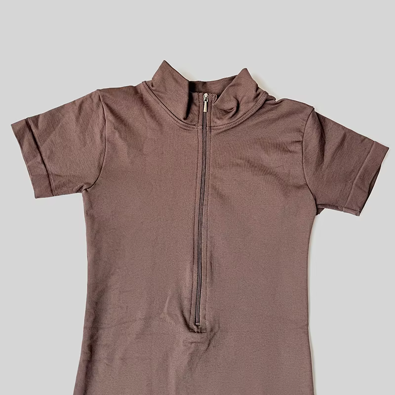 Combinaison d'été à manches courtes avec fermeture éclair, tenue de sport, Fitness, body pour femmes