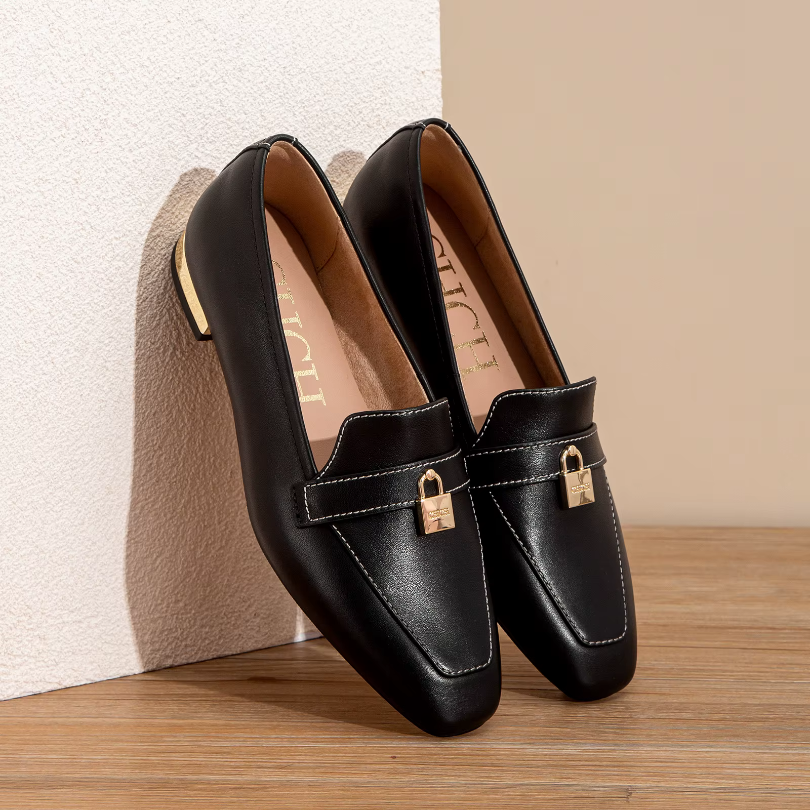 CHCH chaussures plates pour femmes 2025 automne nouveau confortable en cuir de vache noir affaires b