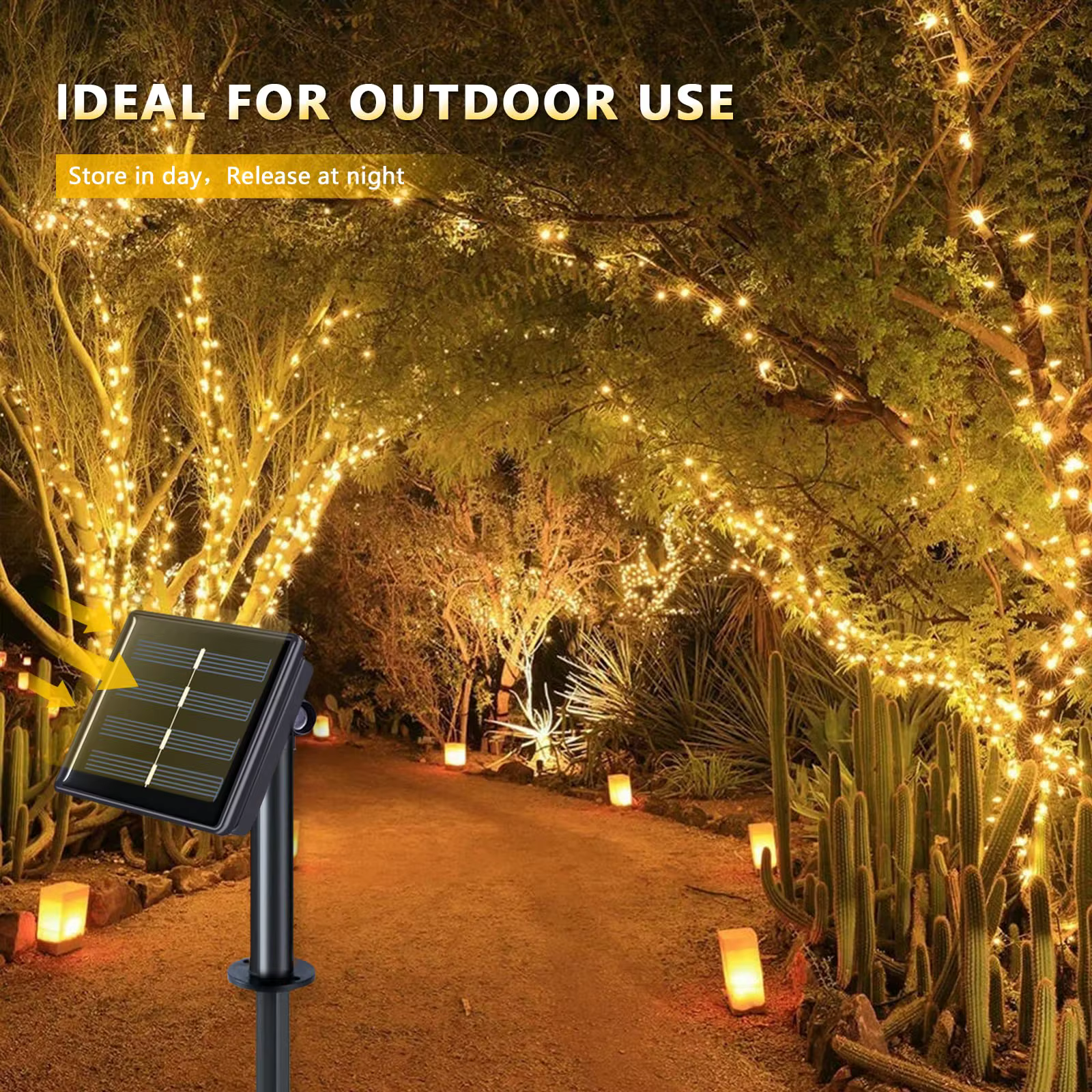 Guirlande solaire d'extérieur LED guirlande féerique 8 modes jardin cour fête décoration de noël lam