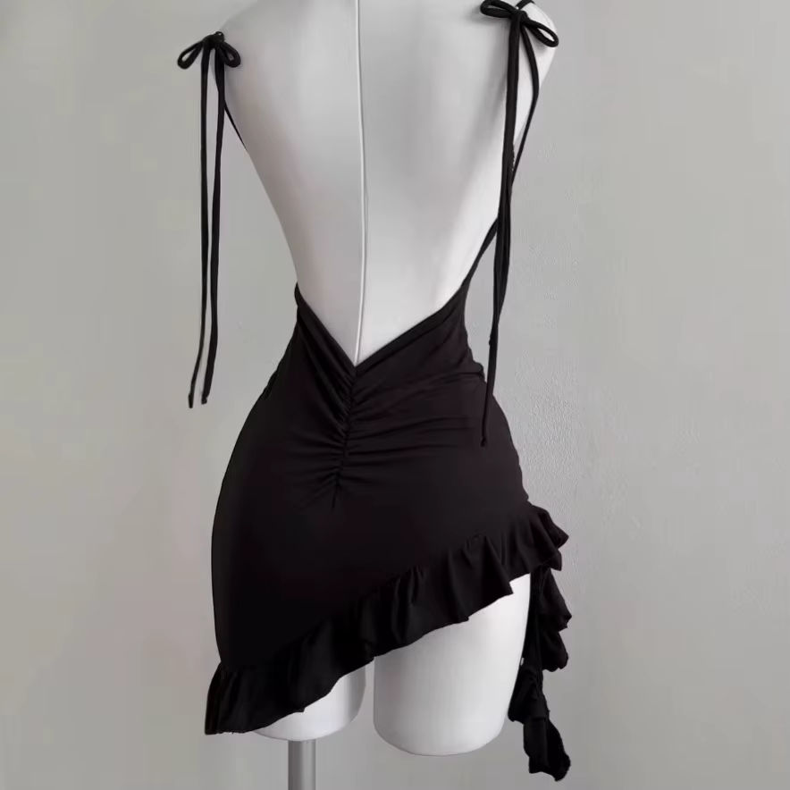 2025 Sexy sans manches dos nu Mini robe femmes été Europe amérique à lacets robes moulantes haute ru