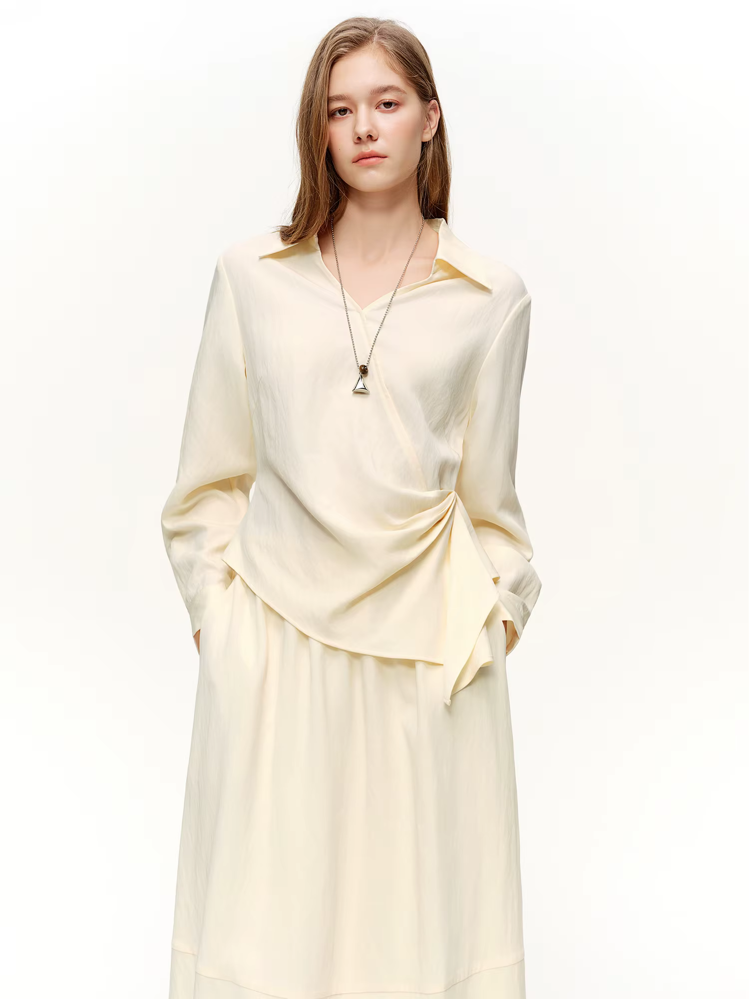 DUSHU 2026 Nouvelle Collection Printemps – Ensemble Deux Pièces Femme : Chemise & Jupe Taille Haute