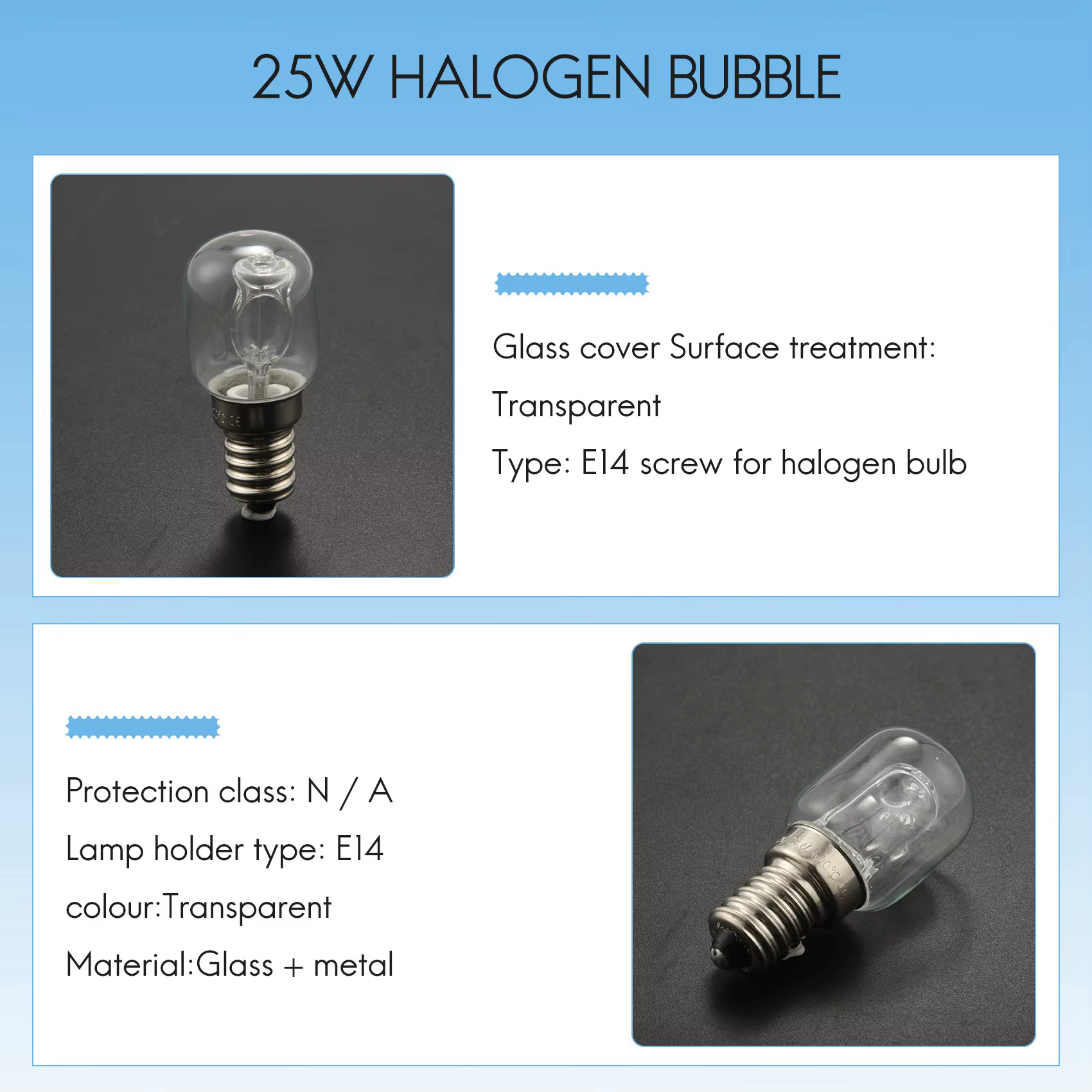 Ampoule à haute température E14 500 degrés 25W, four à bulles halogène E14 250V 25W, ampoule à Quart