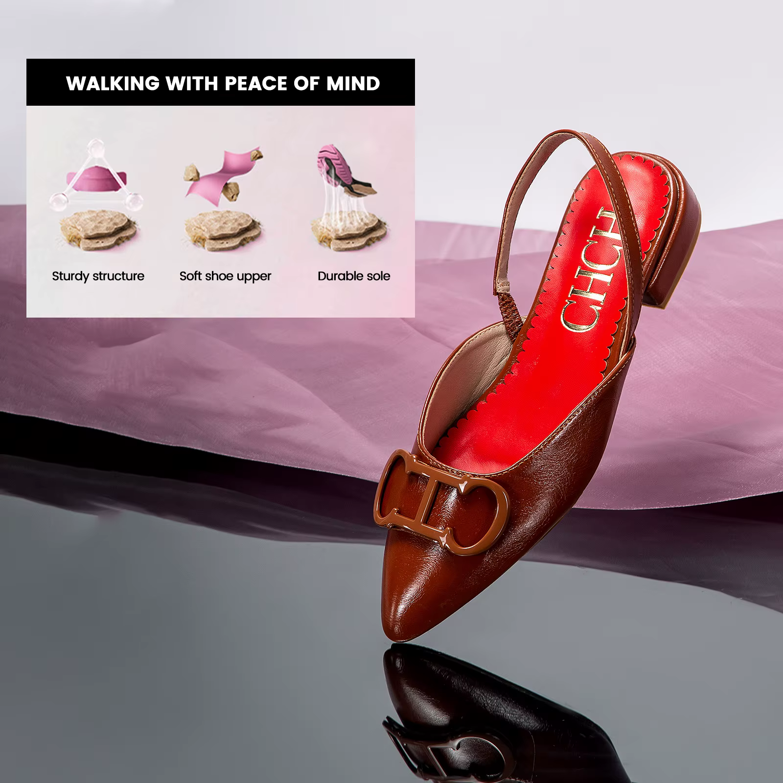 CHCH – sandales noires pointues à fond plat pour femmes, chaussures d'affaires simples, nouvelle col