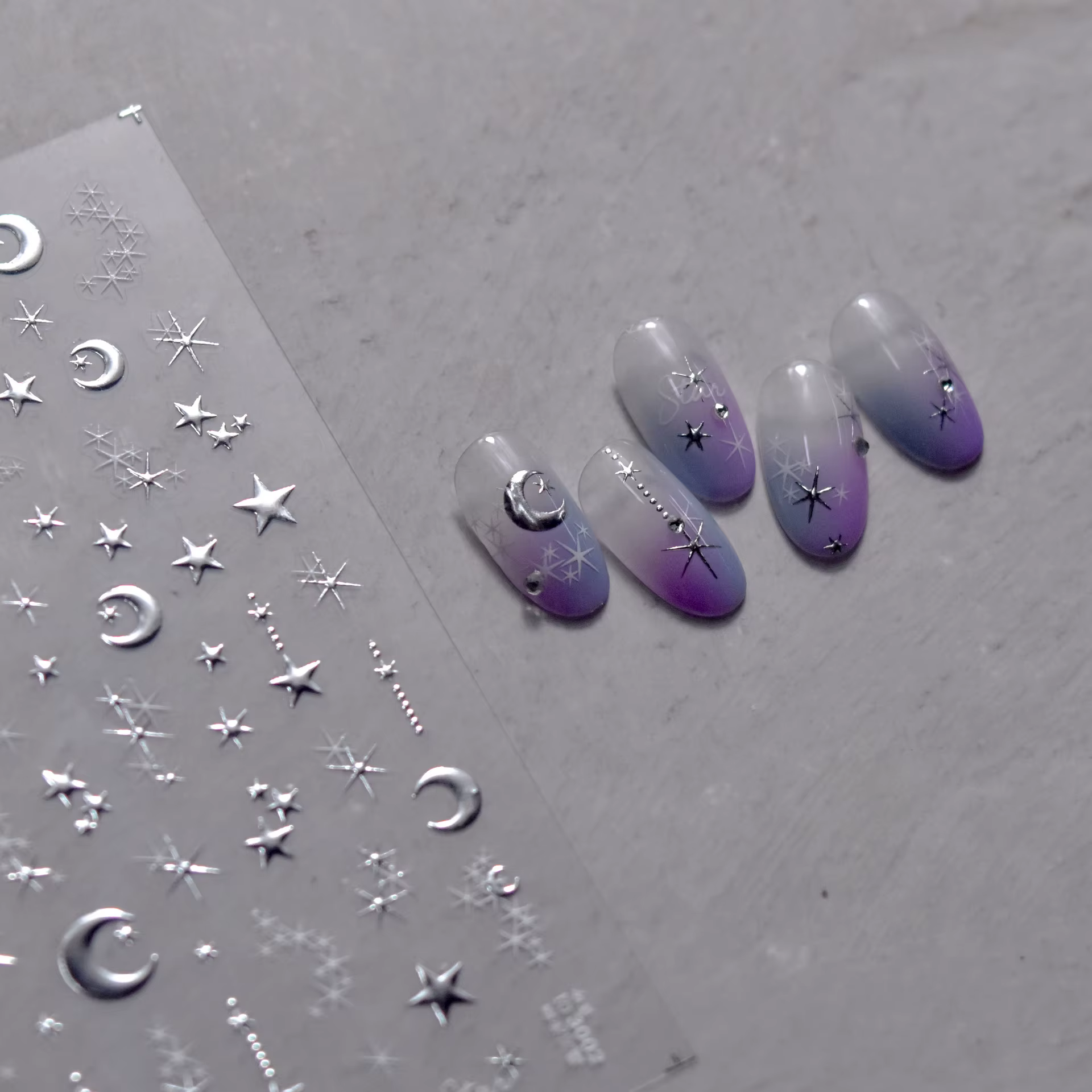 Autocollant 3D doré soleil/lune/étoile bronzant pour Nail Art, 8x10cm, Laser étoile lune, décalcoman