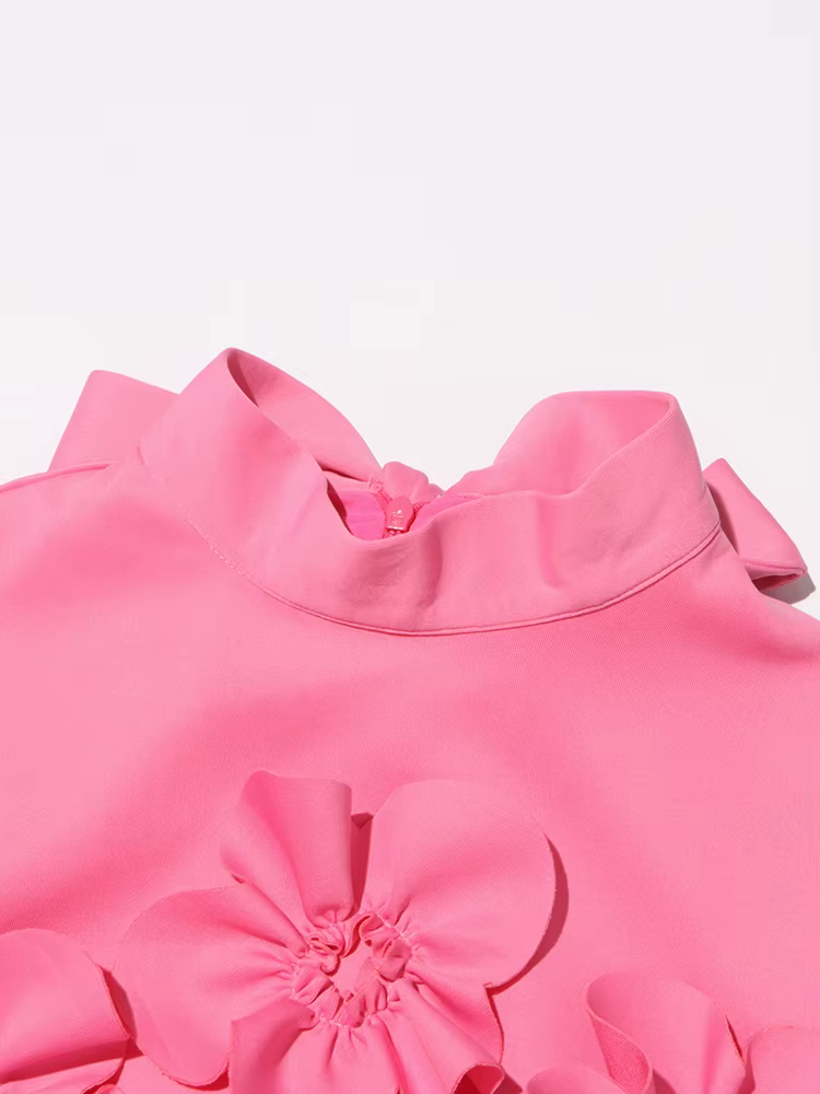 TWOTWINSTYLE – robe longue élégante avec des Appliques épissées pour femmes, col montant, sans manch