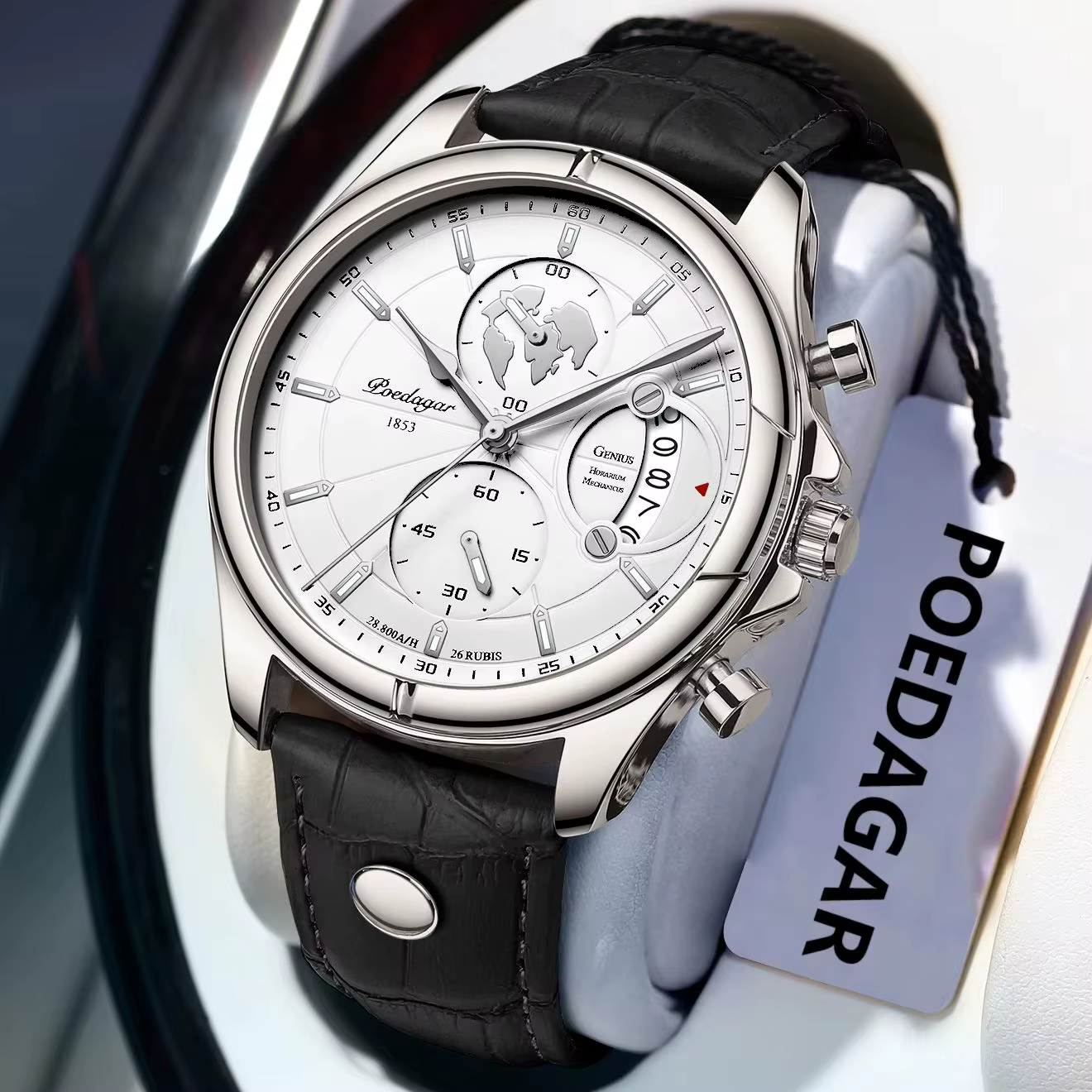 POEDAGAR luxe homme montre-bracelet chronographe Date étanche en cuir hommes montre décontracté Quar