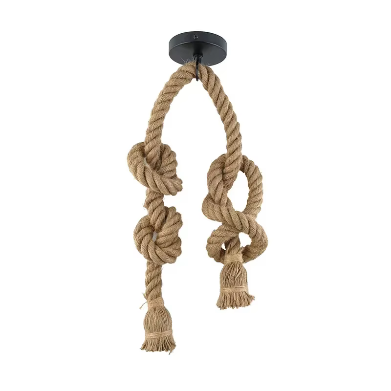 Vintage Sisal chanvre corde cravate suspension lampe suspendue plafonnier Lustre rétro Lustre Loft c