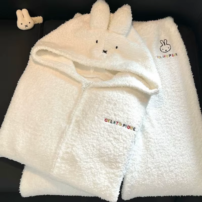 Nouveaux pyjamas Miffy bidimensionnels créatifs kawaii Joker, vêtements d'intérieur en velours rembo