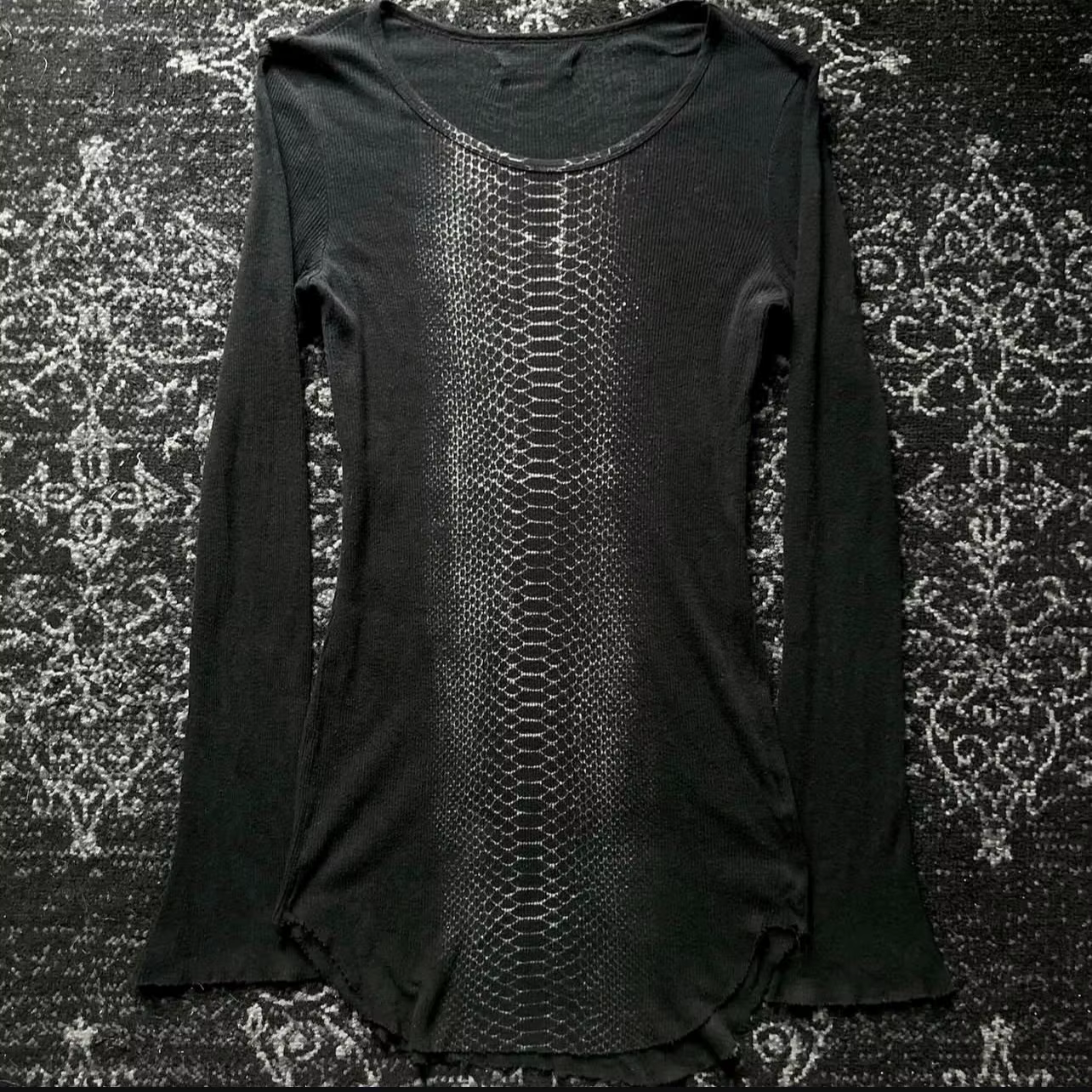 T-shirt Karrcat imprimé peau de serpent Y2K, esthétique grunge, hauts tricotés à manches longues, st