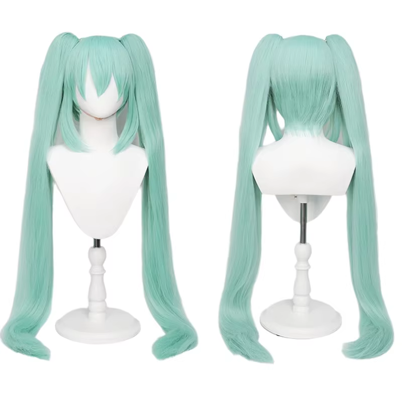 Hatsune Miku miku animation perruque simulation double queue de cheval cheveux longs style perruque