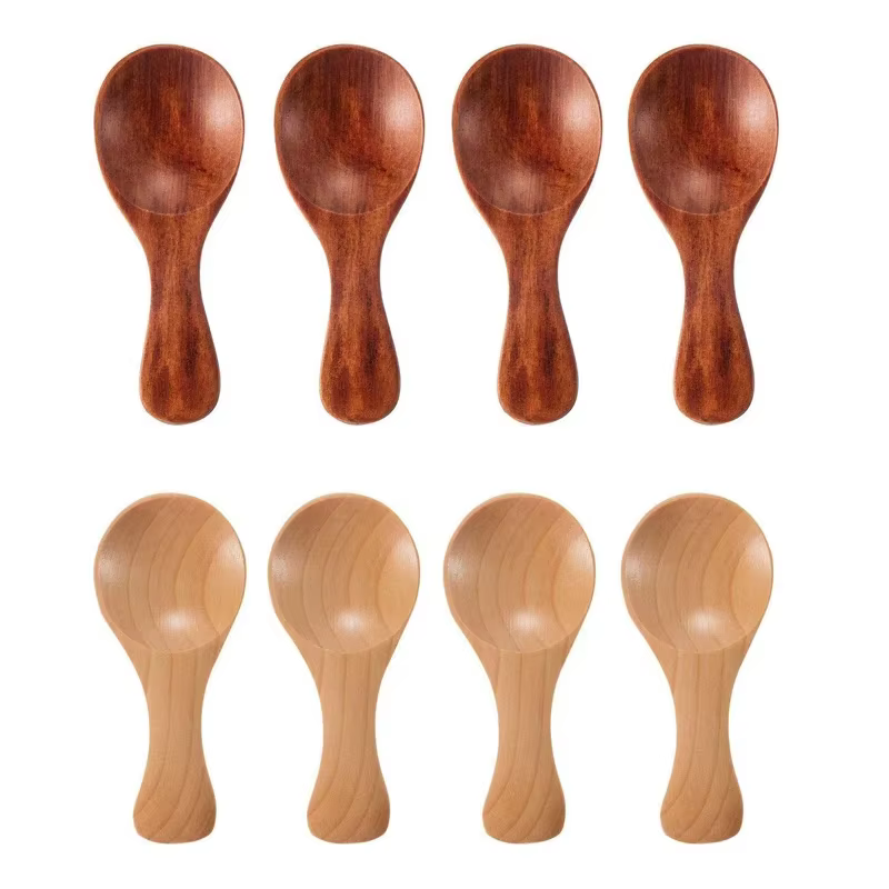 Mini cuillères en bois pour enfants, 4 pièces, petite cuillère à condiments pour épices, sucre, thé,