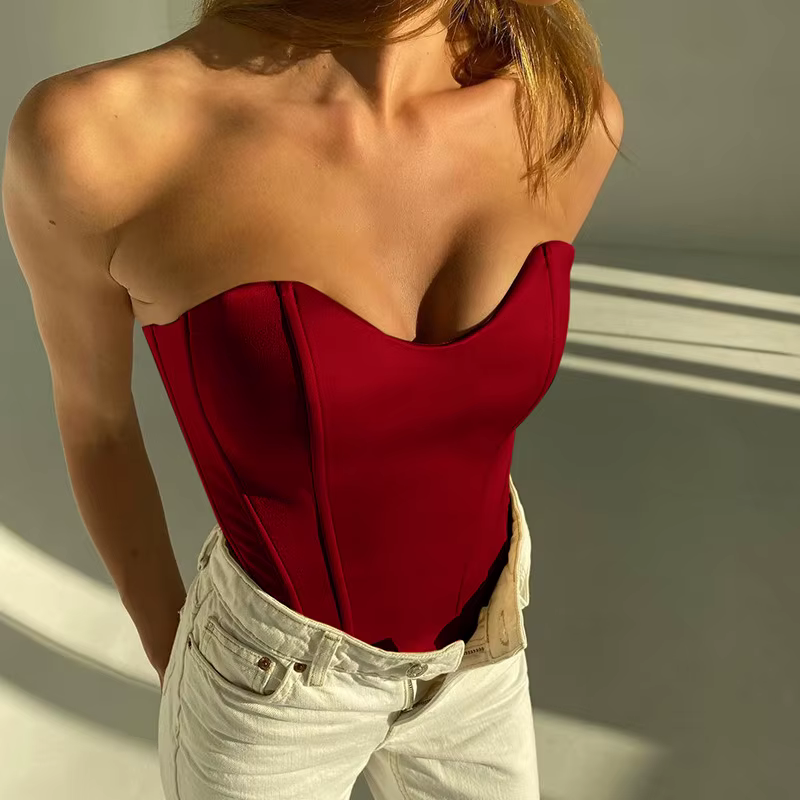 Corset moulant sans bretelles pour femme, haut court, tube en Y, fibre solide, sexy, décontracté, él