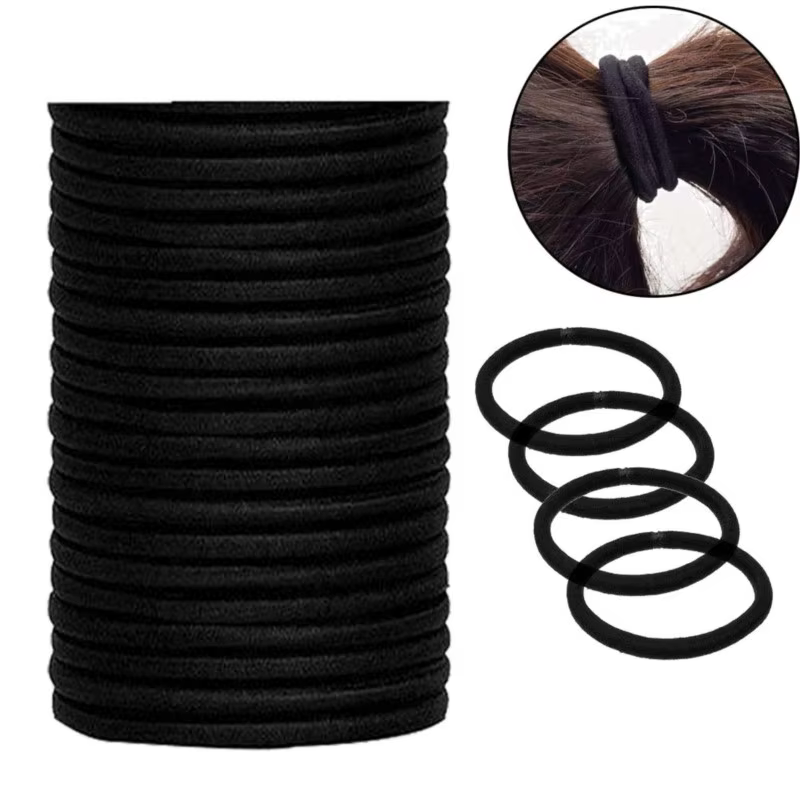 10/30/50pcs 4MM noir élastique pour queue de cheval bandes de cheveux élastiques chouchous pour femm