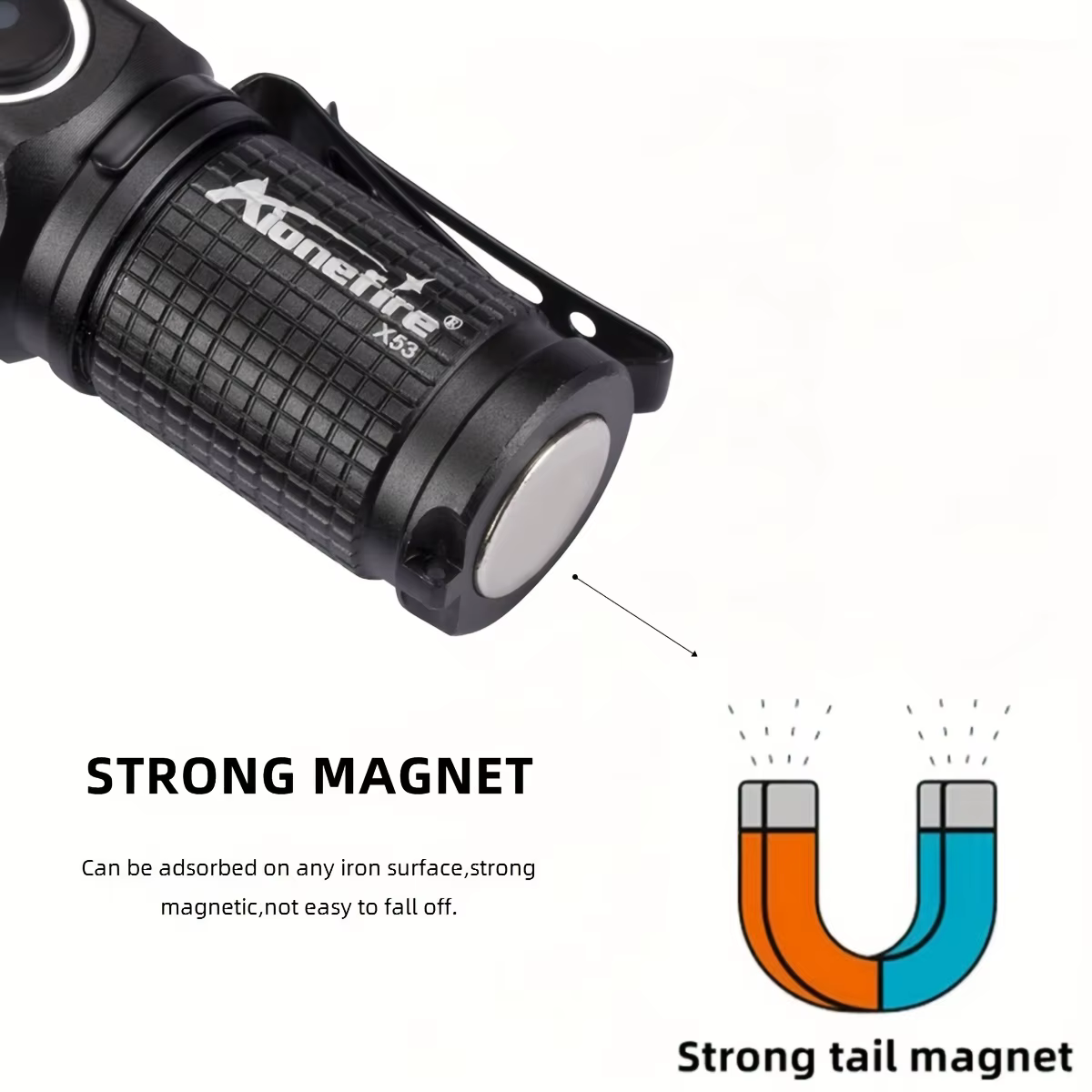 Lampe de poche aste portable, 3x LED lumineuses, lampe de poche à clip, lampe de nuit magnétique, ca