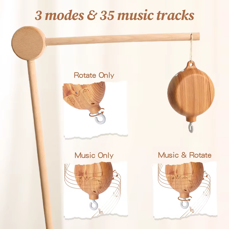 Boîte à musique rotative pour nouveau-nés, berceau pour bébé de 0 à 12 mois, hochet suspendu couleur
