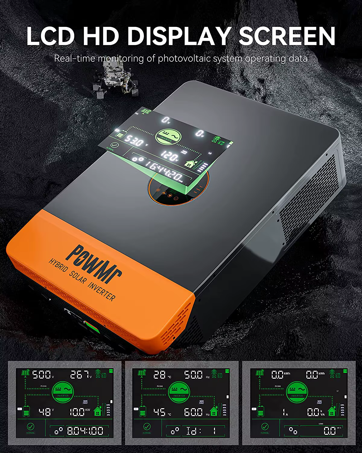 PowMr-Onduleur hybride à onde sinusoïdale pure, 10KW, 48V DC à 120V, 240V AC, phase fendue, intégré,