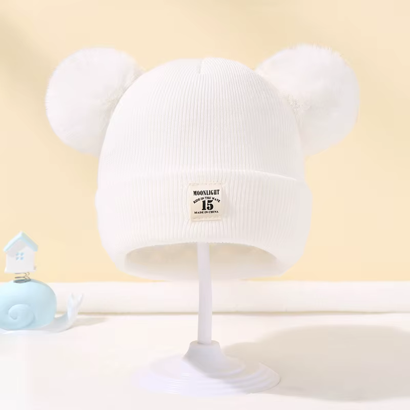 Automne hiver bébé chaud tricoté chapeaux avec Pom enfants tricot bonnet chapeau couleur unie enfant