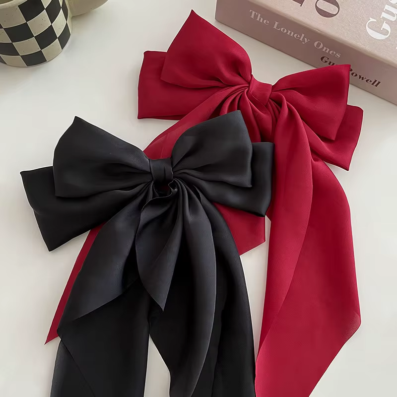 Pince à cheveux en mousseline de soie pour femmes, grand nœud papillon, épingle à cheveux, Barrettes