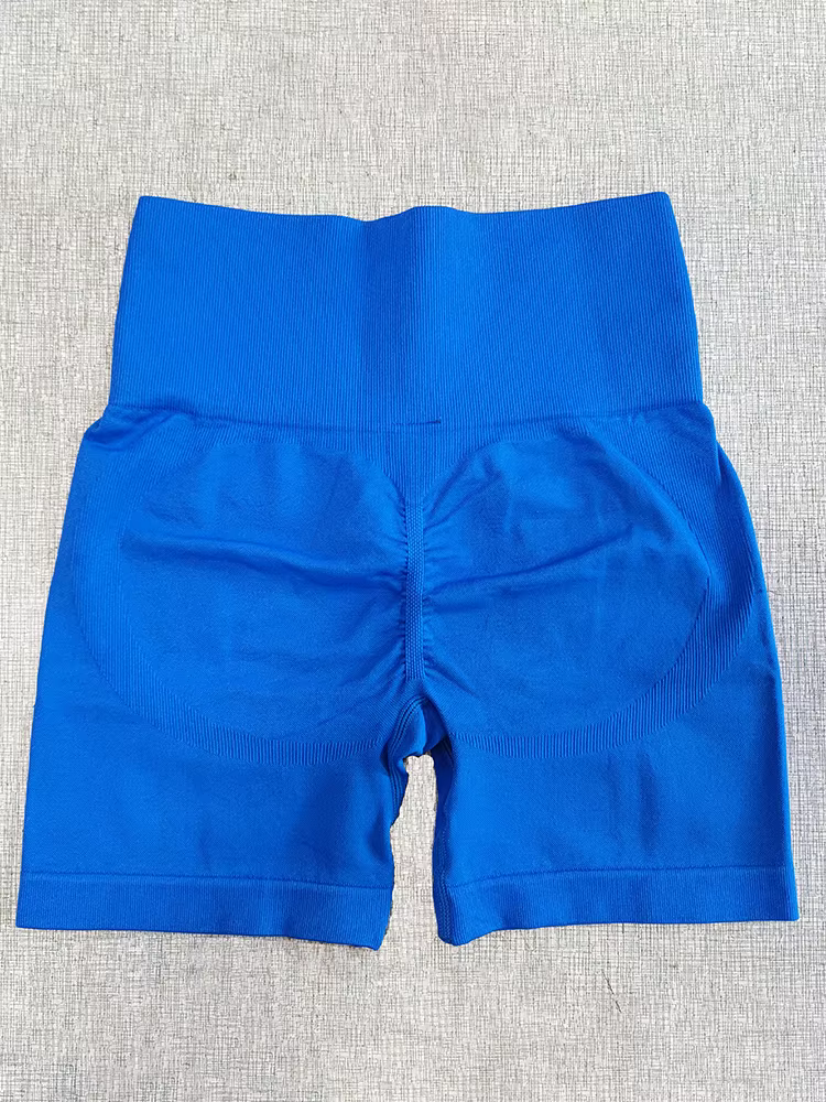 Short de sport sans couture pour femme, fitness, yoga, squat verde, taille haute, short de motard, p