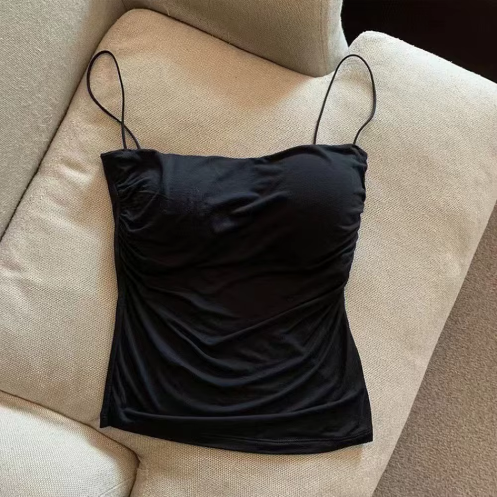 Débardeurs femmes avec soutien-gorge intégré Spaghetti sangle réservoirs pour femme couleur unie déc