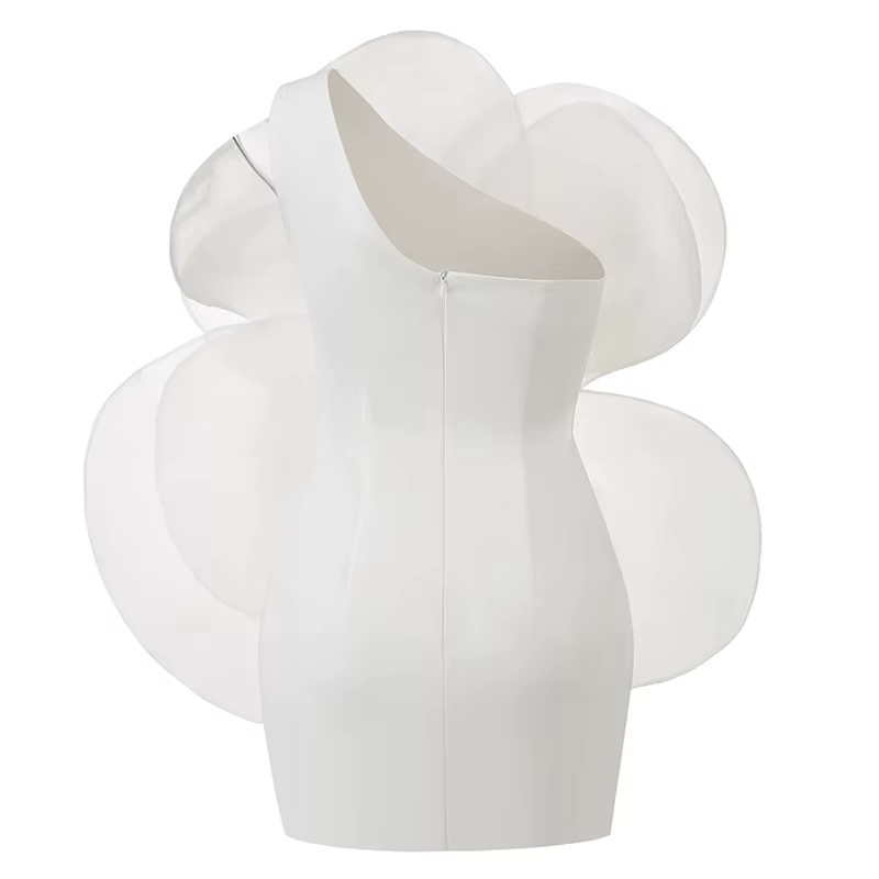 Robe d'été blanche à fleurs décoratives, tenue de soirée de mariage pour femmes, nouveau style obliq