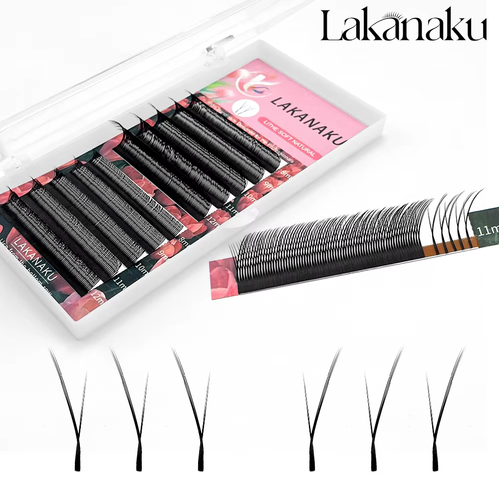 LAKANAKU-Extensions de Cils en Faux Vison Doux, Volume Brésilien, Forme YY, Yeux de Renard, 0.07mm