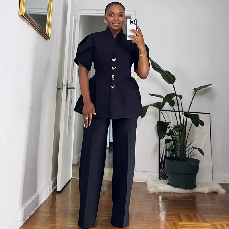 Ensemble deux pièces Vintage élégant pour femmes, ensemble assorti pour bureau, simple boutonnage, m