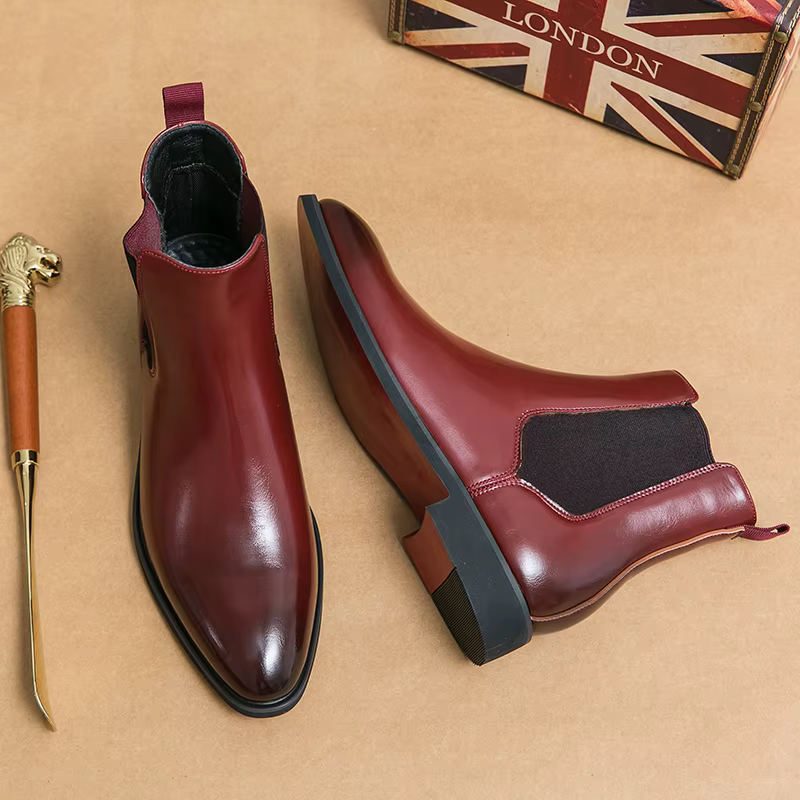 Chelsea bottes pour hommes semelle rouge cheville affaires bout rond Slip-On hommes bottes livraison