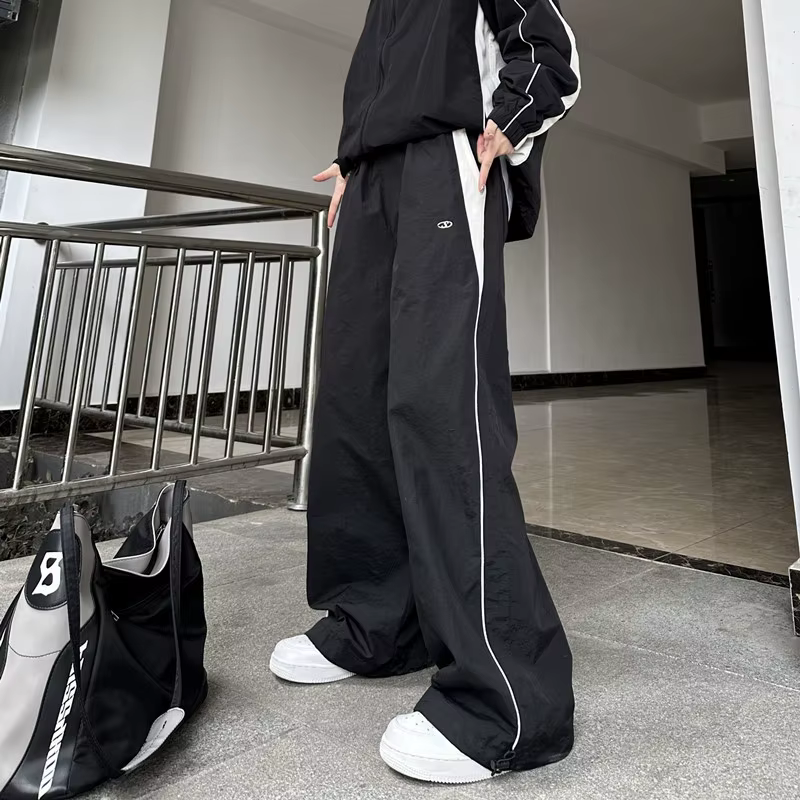 Y2K – pantalon ample Vintage pour femmes, mode Hip Hop, Baggy, taille haute, jambes larges, couleur 