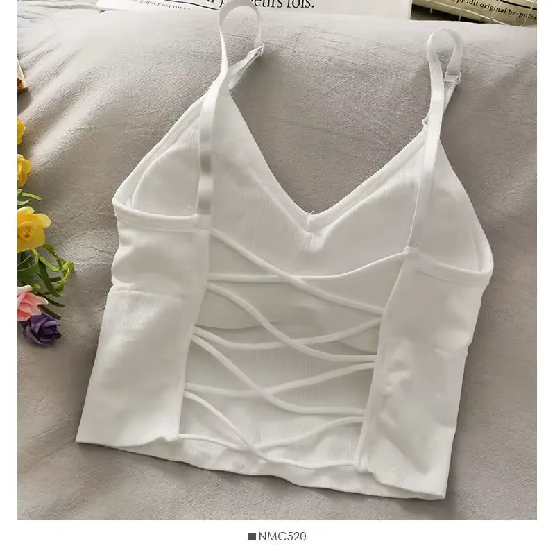 Débardeur Sexy pour femmes, soutien-gorge intégré, couleur unie, haut court, épaules dénudées, Camis