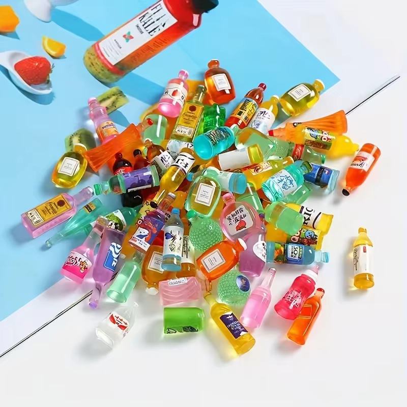 50 pièces de mini bouteille de boisson décoration de maison de poupée, bricolage étui de téléphone p