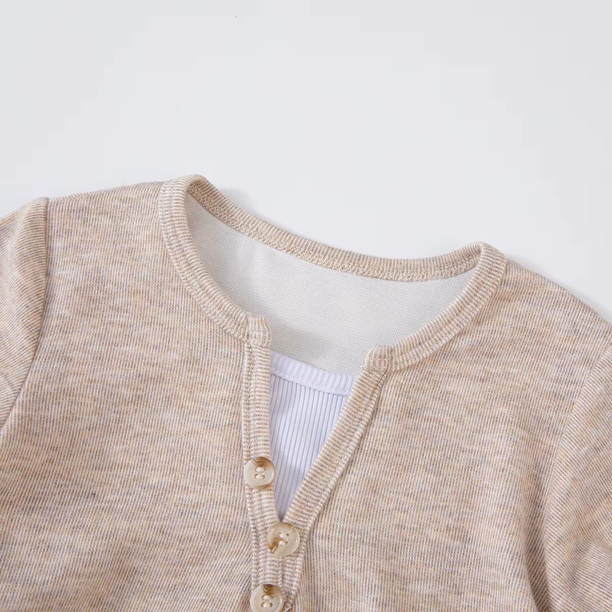 Ensemble deux pièces décontracté pour filles, haut et pantalon à manches longues, couleur unie, tenu