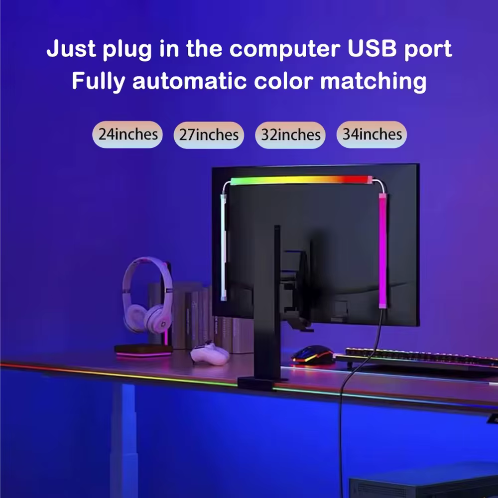 24-34 pouces USB PC LED bande lumières ordinateur synchronisation bande lumineuse moniteur RGB écran